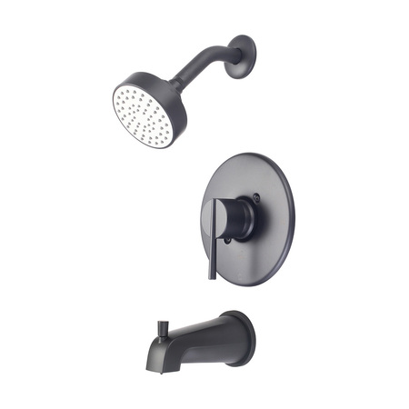 OLYMPIA FAUCETS Single Handle Tub/Shower Trim Set, Wallmount, Matte Black T-2380-MB